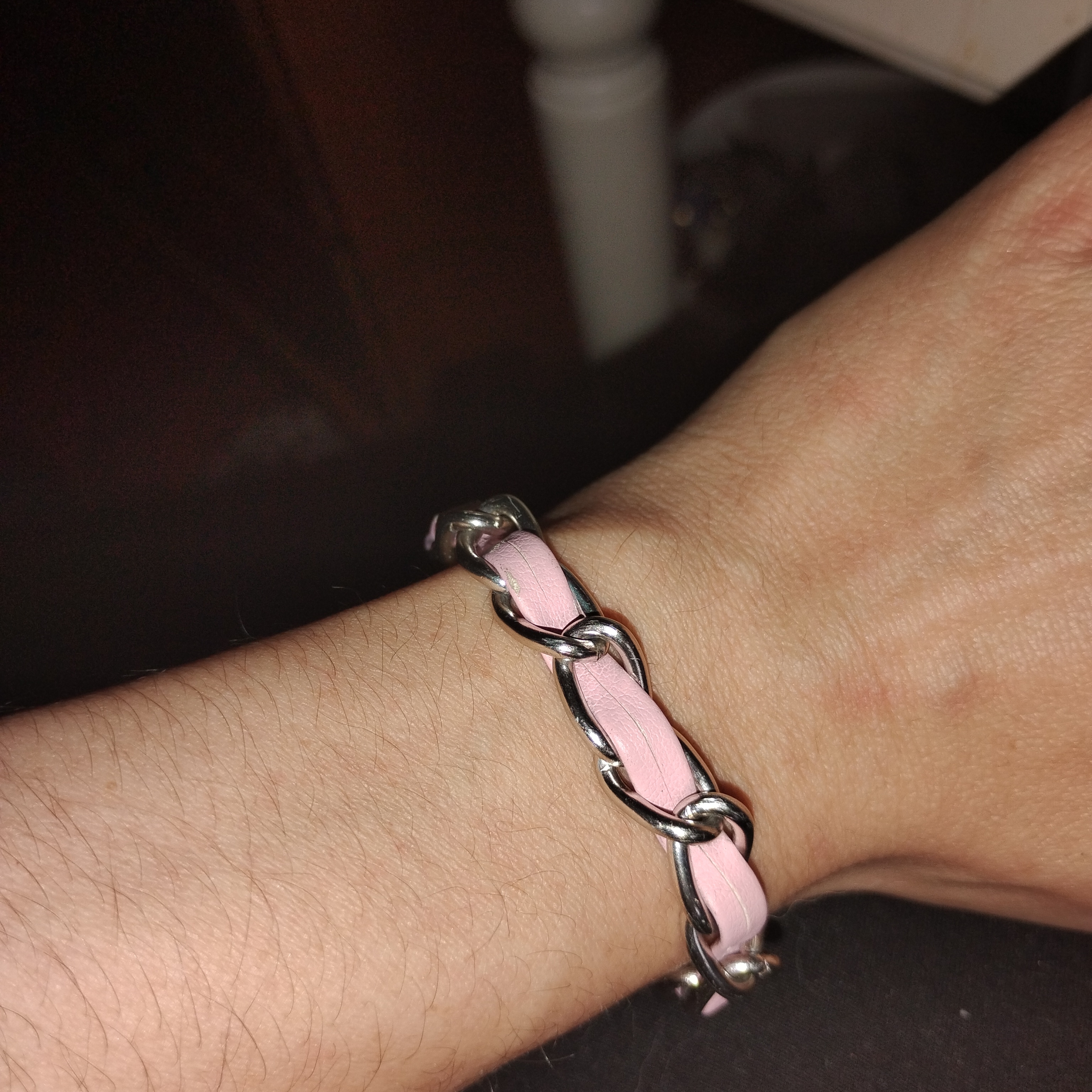 Chic Pink And Silver Chain Bracelet